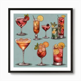 Default Cocktails In Different Styles Aesthetic 1 Art Print