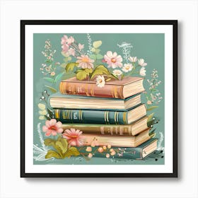 Wildflower Antique Books And Flowers 5 Art Print