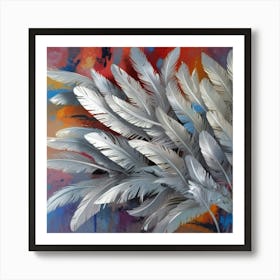 Silver Feathers Art Print