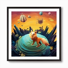 Fox In Space Art Print