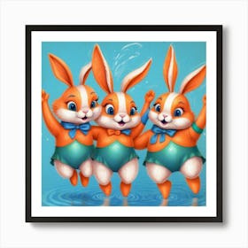 Rabbits In The Water 10 Art Print