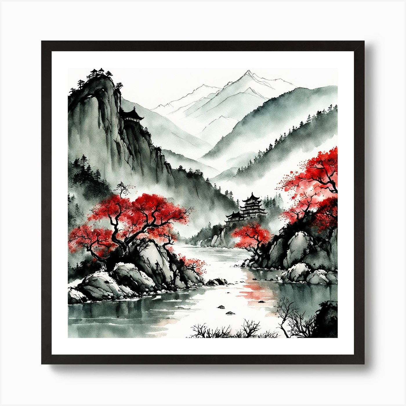 Chinese Landscape Ink Painting 20 Graphic by 1xMerch · Creative