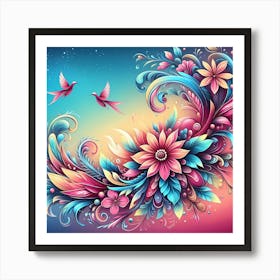 Colorful Floral Painting 3 Art Print