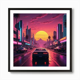 Neon Cityscape 1 Art Print