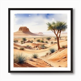 Watercolor Desert Landscape 8 Art Print