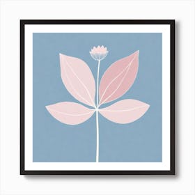 A White And Pink Flower In Minimalist Style Square Composition 443 Art Print