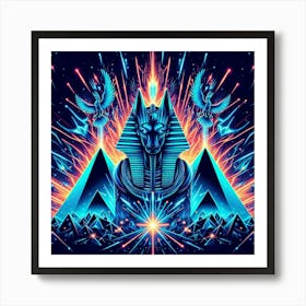 Neon Anubis, Egyptian 2 Art Print