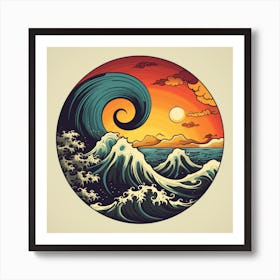 Great Wave At Sunset Art Print