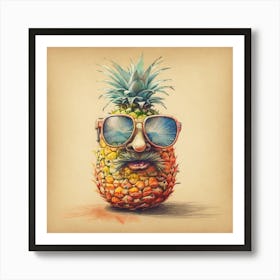 Pineapple With Sunglasses 1 Art Print