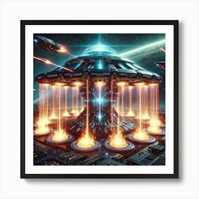 Cascade Fortress Hydrokinetic Turrets Plasma Defense Art Print