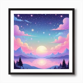 Sky With Twinkling Stars In Pastel Colors Square Composition 137 Art Print