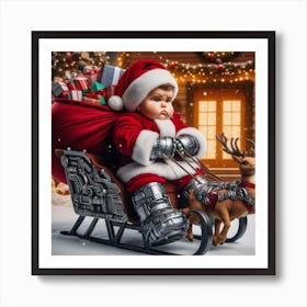 Santa Claus In Sleigh Art Print