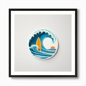 Surfboard On A Wave Art Print