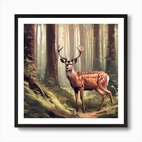 Deer In The Forest 28 Art Print