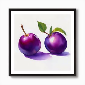 Watercolor Plum Art Print