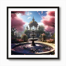 Pink Blossoms In The Park Art Print