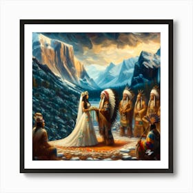 Oil Texture Native American Wedding Copy Art Print