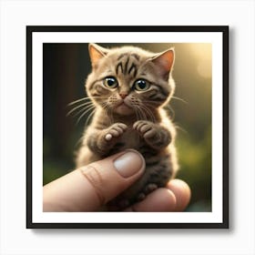 Gatito Super Chiquito En Las Manos De Su Cuidador Art Print