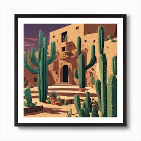 Cactus In The Desert 2 Art Print