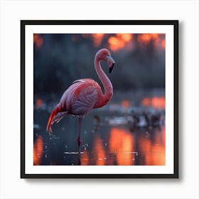 Flamingo At Sunset 6 Art Print