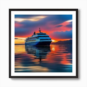 Cruise Ship At Sunset 6 Art Print