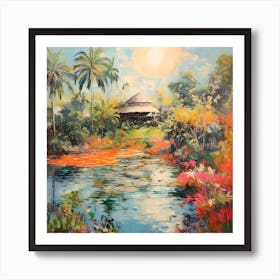 Tropical Tapestry: Sunlit Watercolour Fresco Art Print