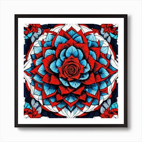 Red And Blue Flower Art Print