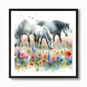 Horses In The Meadow 3 Art Print