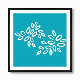 PETALS OVAL WHITE ON GREEN Art Print