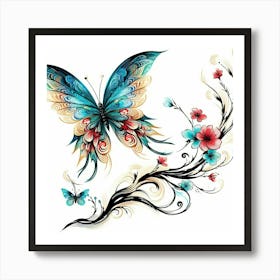 Japanese Butterfly Art 3 Art Print