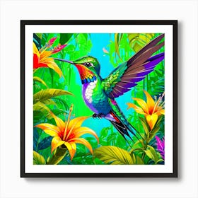 Hummingbird In The Jungle 1 Art Print