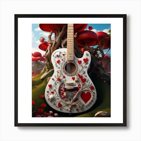 Heartstrings Monarchy Queen Of Hearts Guitar Elegance (34) Art Print