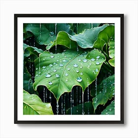 Raindrops On Leaves 3 Art Print