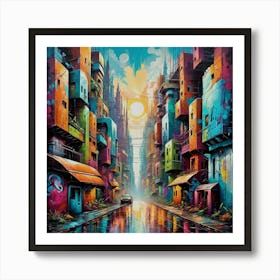 An urban city of the future in a mysterious country beyond the Equator Art Print