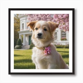 Dog In Bloom Art Print