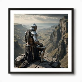 Knight On A Cliff Art Print