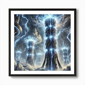 Aether Towers Storm Channeling Art Print