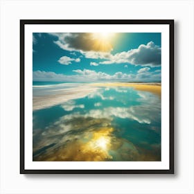 Sunlit Reflections on Golden Beach 5 Art Print