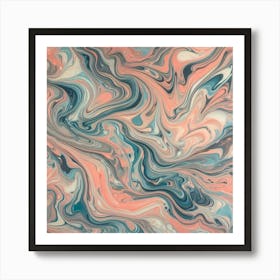 Pink And Blue Marble Painting Art Print