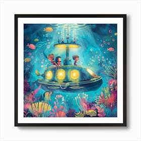 Submarine Under The Sea Art Print