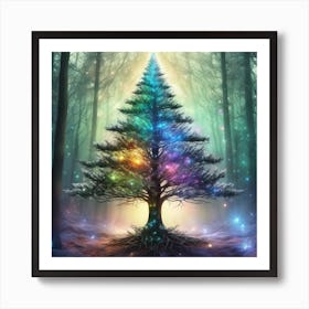 Christmas Tree In The Forest 41 Art Print