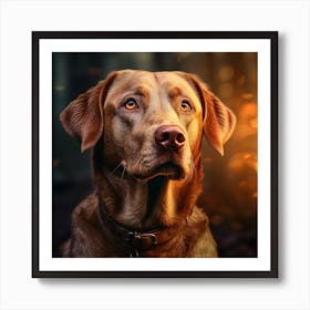 Golden Retriever Dog In The Forest Art Print