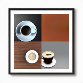 Coffee Cups And Saucers Art Print