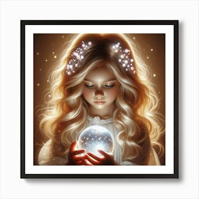 Little Girl Holding A Crystal Ball 3 Art Print