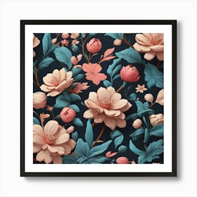 Aesthetic style, flower pattern Art Print