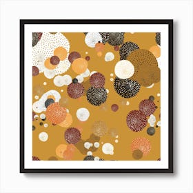 Oriental Circle Textures Mustard 2 Square Art Print