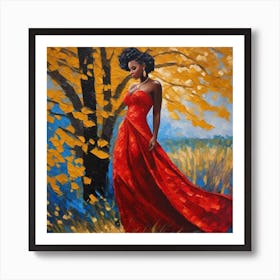 Woman In A Red Dress Art Print