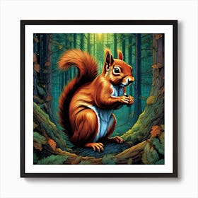 Red Squirrel In The Forest 23 Art Print