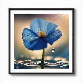 Blue Flower In Water Art Print