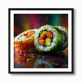 Sushi On A Colorful Background Art Print